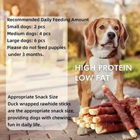 100g/500g(3.53oz/1.1LB) Duck Wrapped Rawhide Sticks, Dog Treats For Small, Medium, & Large Dog, Made With Real Duck,