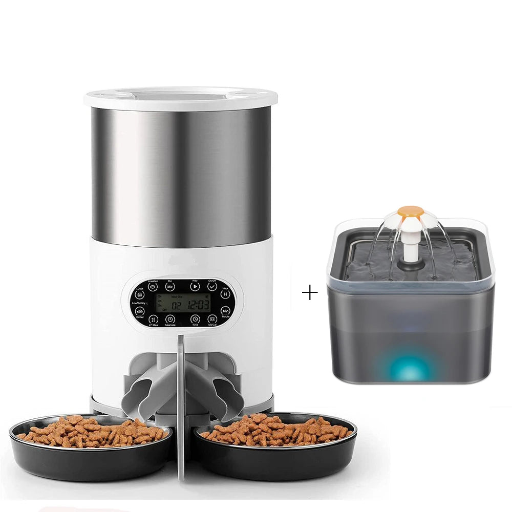 Smart Automatic Dog & Cat Feeder – 4.5L Dry Food Dispenser + 2L Water Feeder, Suitable for Small and Medium Pets