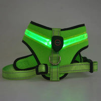 LED Luminous Dog Harness Light Up Dog Chest Strap Vest Pet Safety Reflective Harness Collar Dog Kitten Glowing Flash Strap