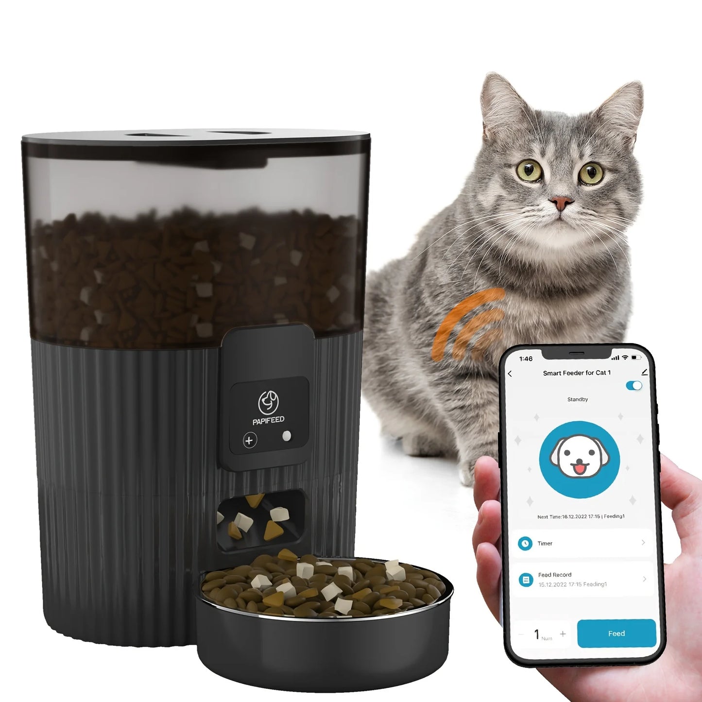 PAPIFEED Smart WiFi Pet Feeder – Automatic Cat & Dog Dispenser