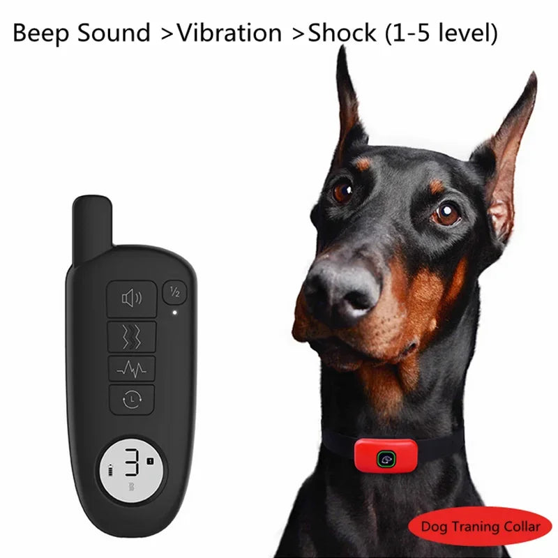 Waterproof IP67 Electric Dog Training Collar Rechargeable Pet Anti Bark Control Collar 1000ft Remote Range For Dogs Training Dog