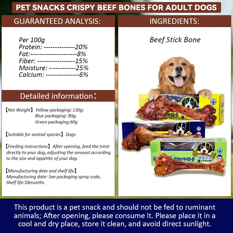 Pet Dog Snacks Crispy Beef Stick Bone Large Size Grinding Teeth Snacks Delicious Nutritious Meat Flavorful Bone Crispy Pet Food