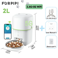 Automatic Cat Feeders – 5G WiFi 4L Smart Tuya APP Control Furpipi Pet Feeder for Remote Feeding, Automatic Cat & Dog Food Dispenser