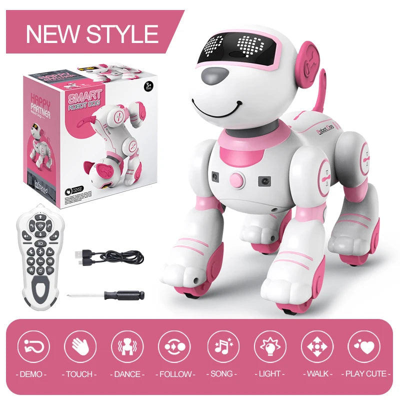 Funny RC Robot Electronic Dog Stunt Dog Voice Command Programmable Touch-sense Music Song Robot Dog for Children's Toys