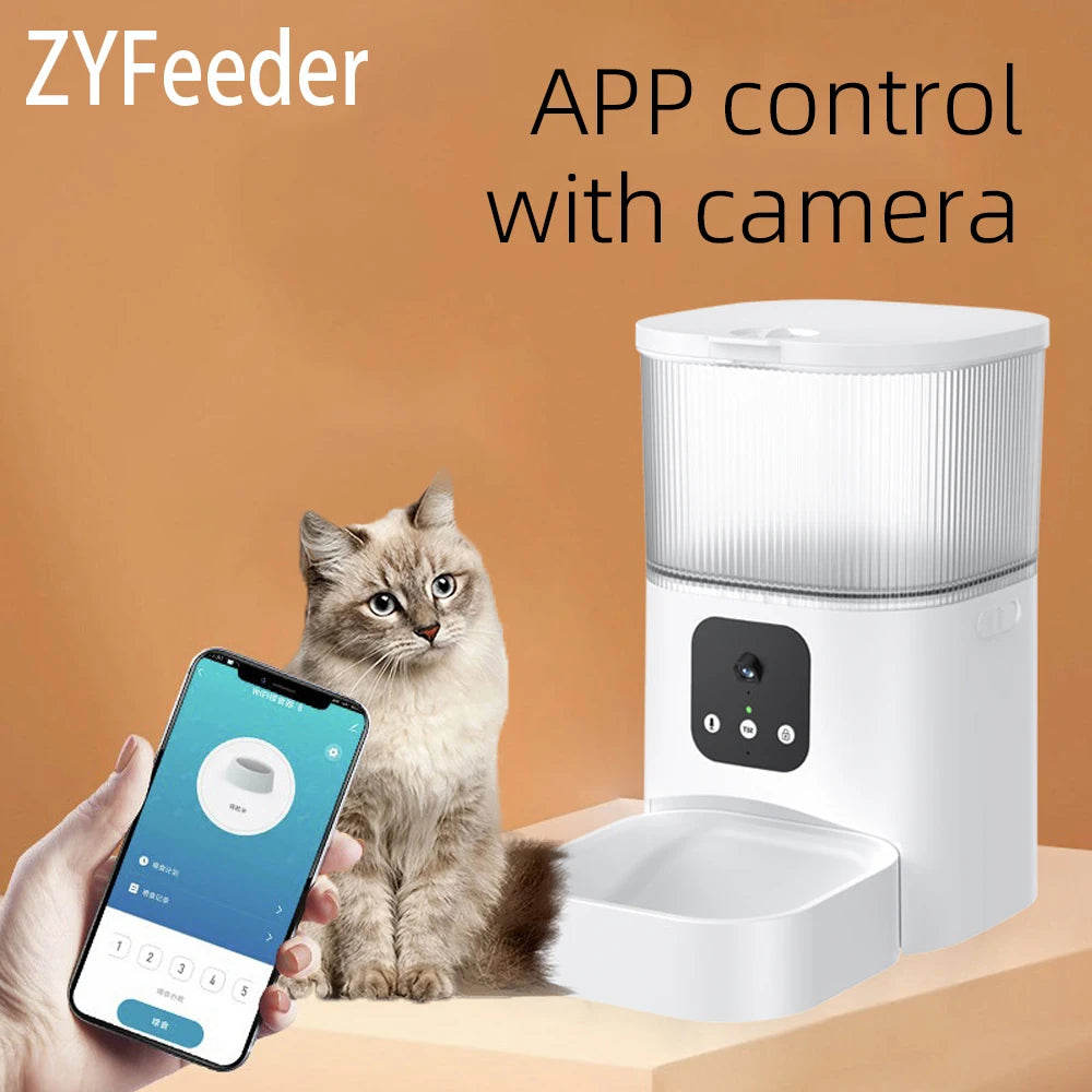 3L-6L Large Capacity Automatic Pet Feeder – Smart APP Remote Timing Control, Cat & Dog Food Dispenser with Camera, WIFI Recording