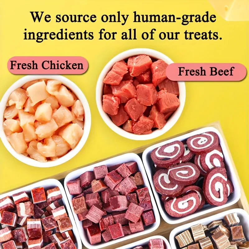 100g/3.53oz Beef And Meat Cubes Dog Treats For Small, Medium, & Large Dog, Healthy, Easily Digestible