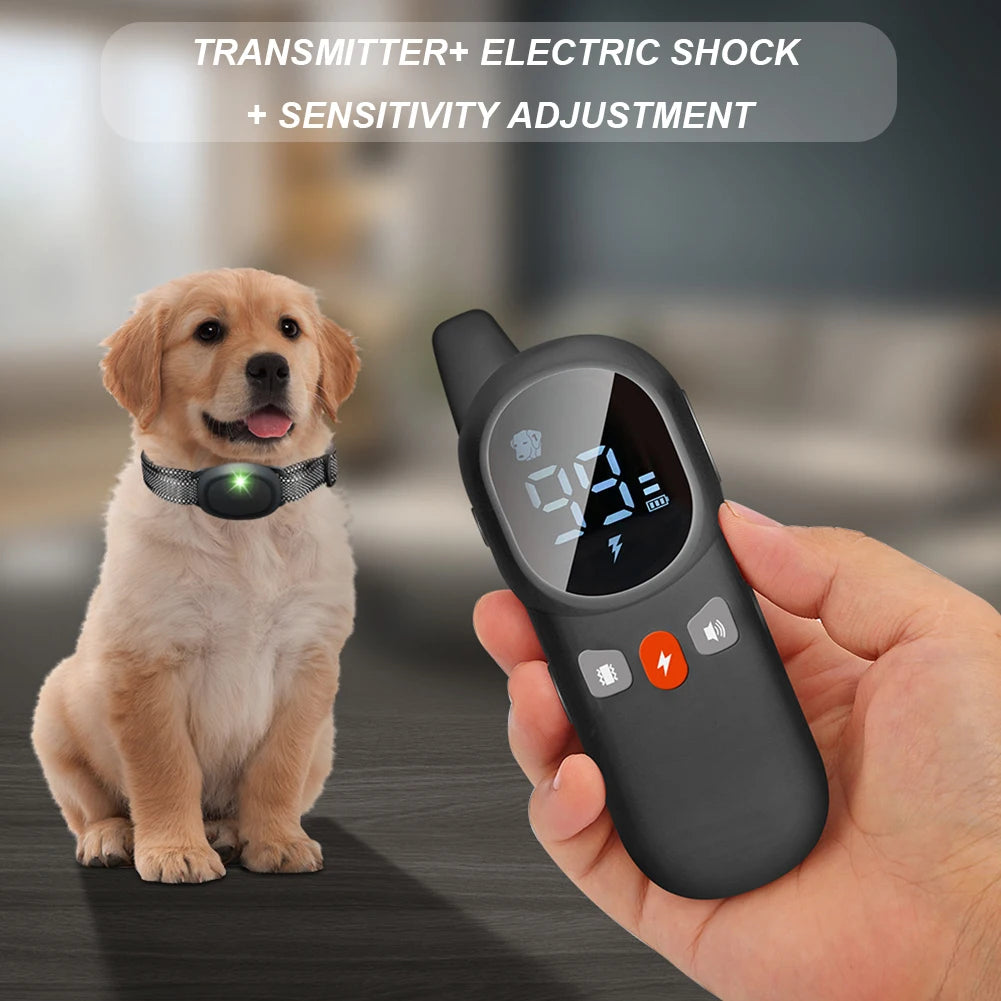 Electric Dog Training Collar Waterproof Dog Bark Collar Remote Control Sound Vibration Static Shock for Small/Medium/Large Dogs