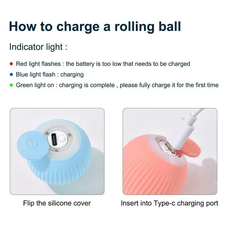 Smart Cat Rolling Ball Toys Rechargeable Cat Toys Ball Motion Ball Self-moving Kitten Toys for Indoor Interactive Playing