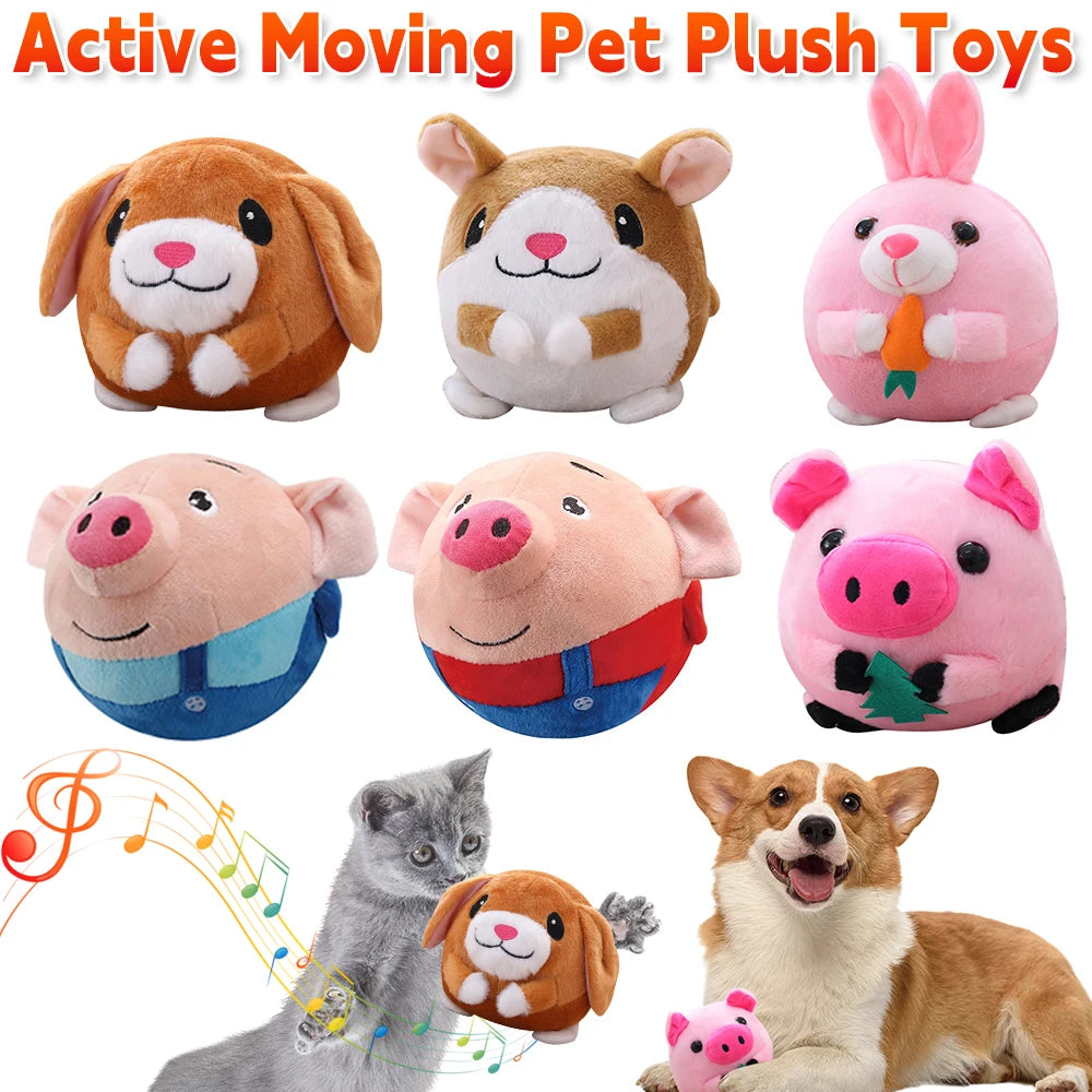 Music Vibration Bouncing Jump Balls Talking Interactive Dog Plush Toy Electronic Pet Dog Toy Self-Moving Chewable Ball Plush Toy