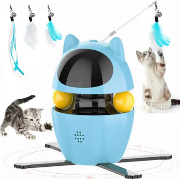 4-in-1 Cat Toys Indoor  Interactive Toys with Ball and Feather Automatic Chasing Exercising Laser Toy USB Rechargeable