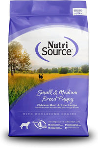 NutriSource Puppy Food for Small and Medium Breeds, Chicken Meal and Rice, 26LB