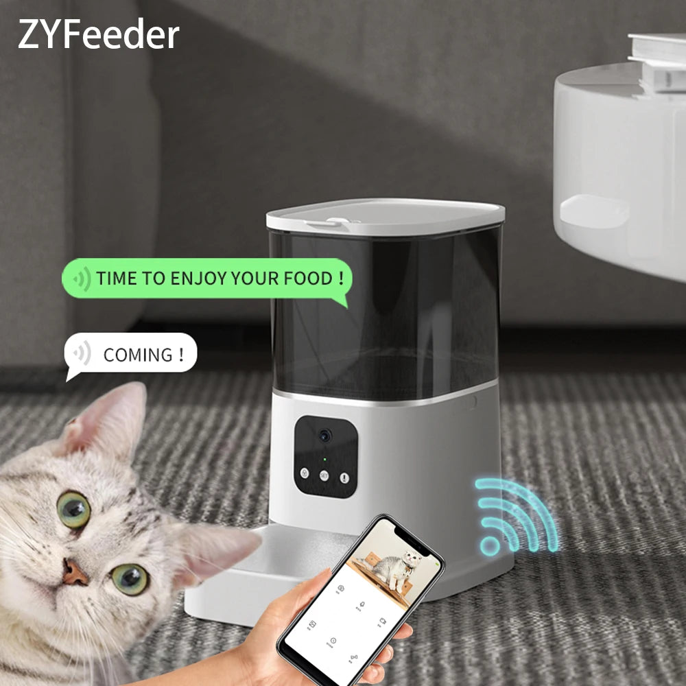 3L-6L Large Capacity Automatic Pet Feeder – Smart APP Remote Timing Control, Cat & Dog Food Dispenser with Camera, WIFI Recording