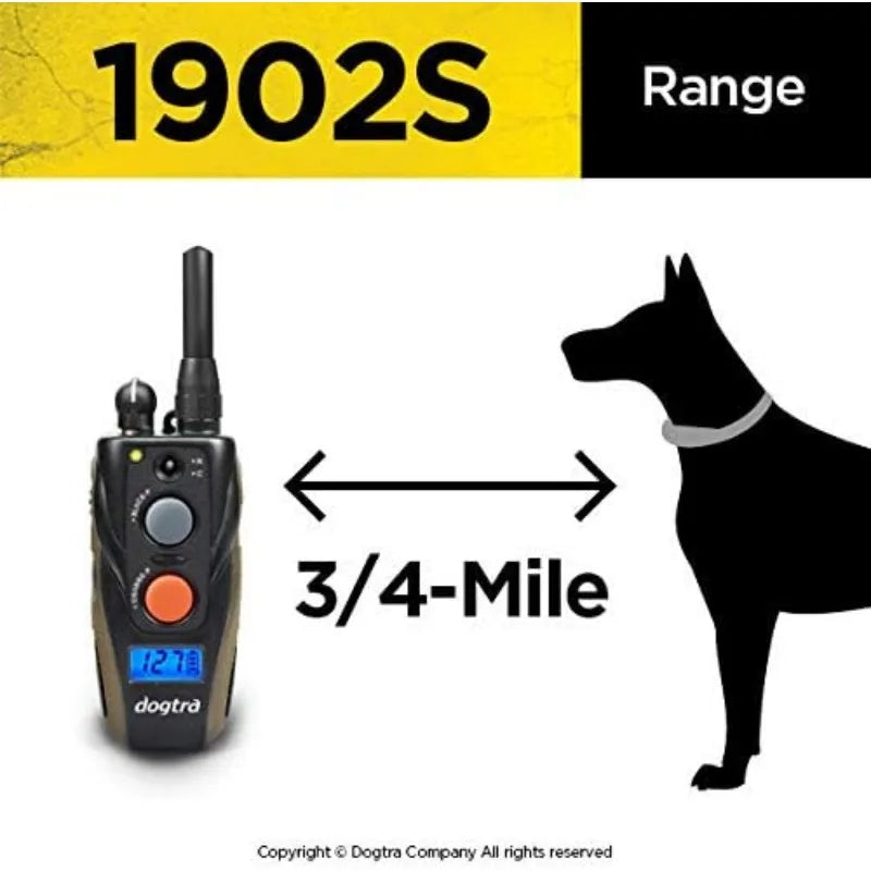 Dogtra 1902S 2-Dogs Remote Training Collar - 3/4 Mile Range, IPX9K Waterproof, Rechargeable, 127 Training Levels