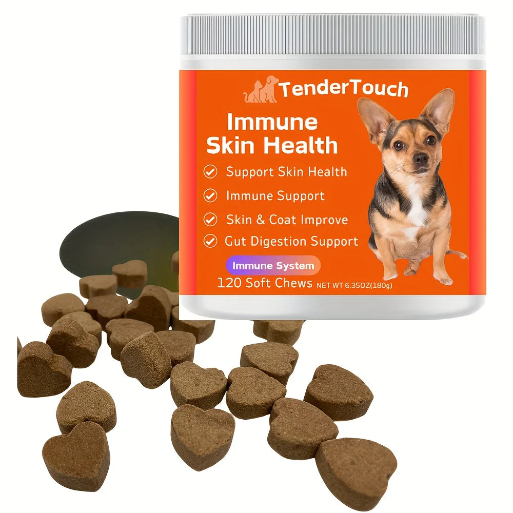 120 Chews - 1 Pack(1 x 180g/6.35oz) 180g/6.35oz - TenderTouch Allergy & Immune Supplement for Dogs  - Dog Allergy Support