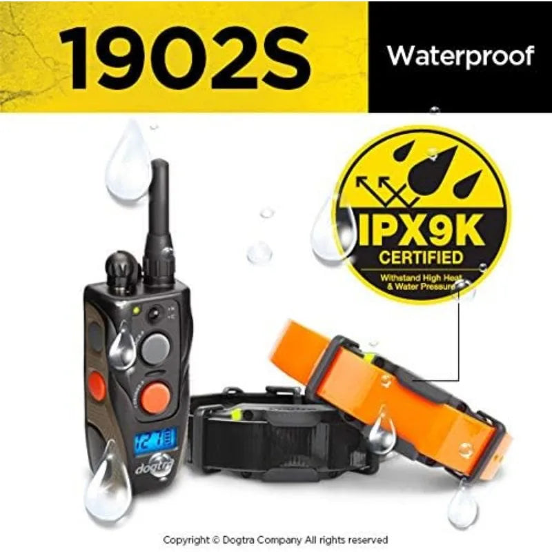 Dogtra 1902S 2-Dogs Remote Training Collar - 3/4 Mile Range, IPX9K Waterproof, Rechargeable, 127 Training Levels