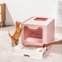 Large Enclosed Self-Cleaning Cat Litter Box – No Smell, Foldable with Scoop & Tray