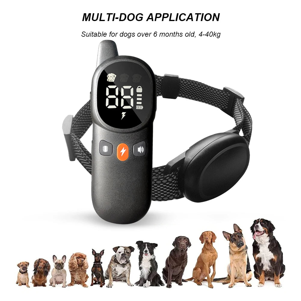 Electric Dog Training Collar Waterproof Dog Bark Collar Remote Control Sound Vibration Static Shock for Small/Medium/Large Dogs