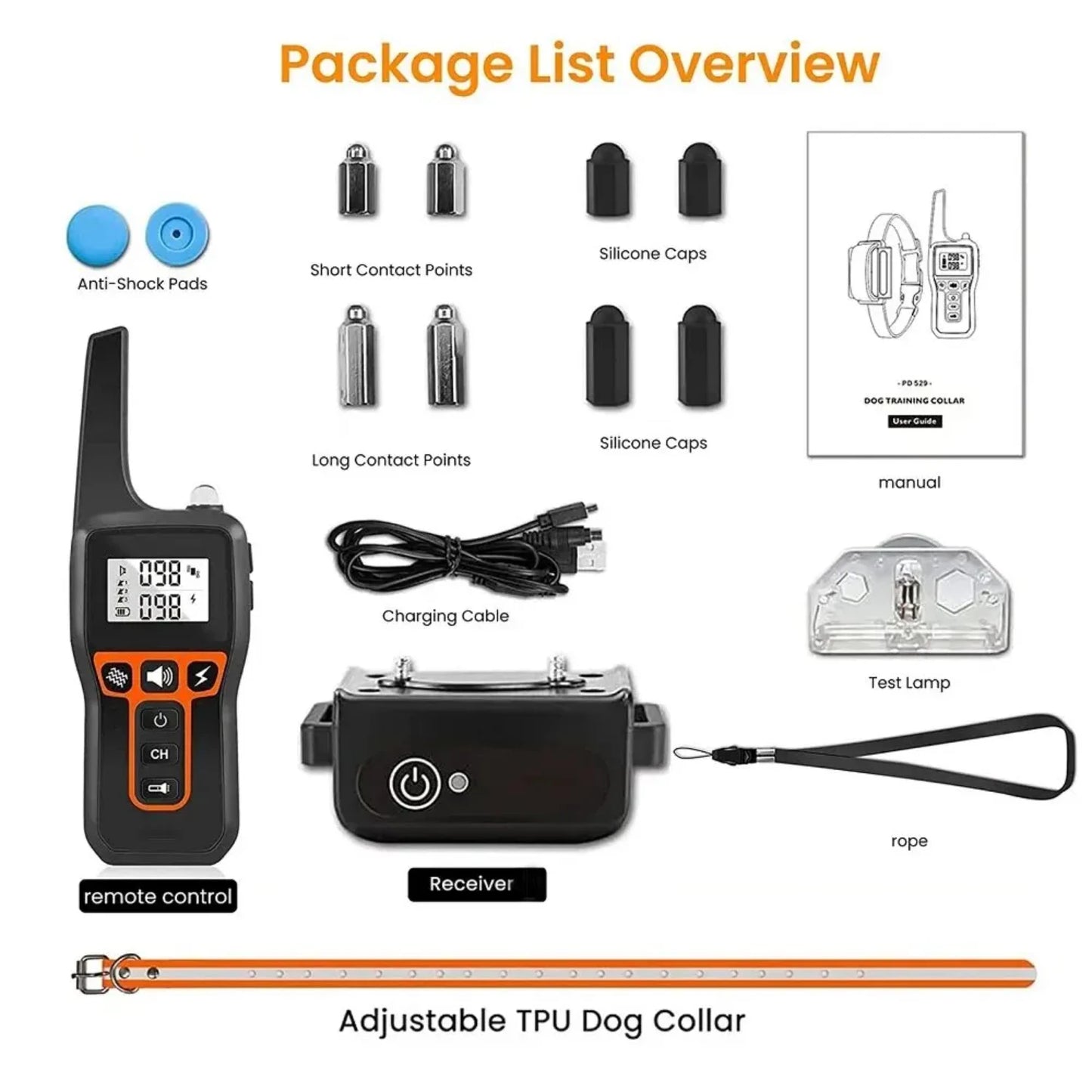 Waterproof Rechargeable Dog Training Collar with Remote - 1000M Range, Shock Vibration Sound, Bark Control - Effective Remote Do