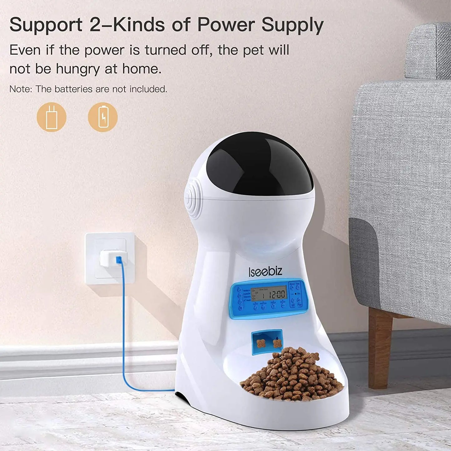 Iseebiz 3L Automatic Pet Feeder – Smart Food Dispenser for Cats & Dogs, Timer Bowl, Auto Feeding with Voice Record