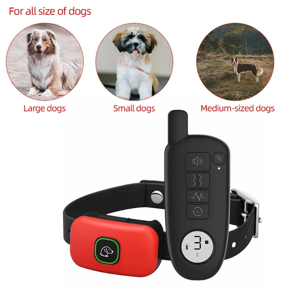 Waterproof IP67 Electric Dog Training Collar Rechargeable Pet Anti Bark Control Collar 1000ft Remote Range For Dogs Training Dog