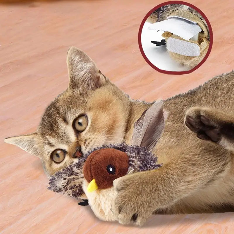 Flapping Bird Cat Toy 3 Levels Adjustable Rechargeable Cat Bird Toy Flapping Catnip Electric Interactive Toy Soft Plush Cat Toy