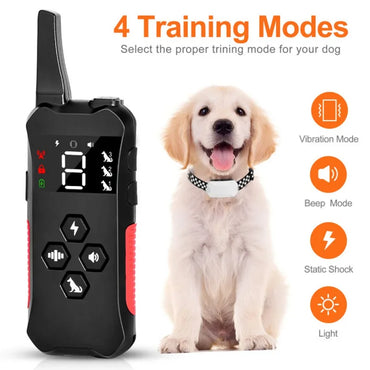 800m Rechargeable Dog Training Collar Electric Pet Remote Control Bark Proof Collars Waterproof for Dogs Vibration Sound Shock