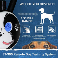 1/2 Mile Ecollar Dog Training Collar with Remote - Small, Medium, Large Dogs - Static, Vibration & Tone Electric Training Collar