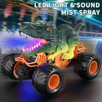 Remote Control Dinosaur Car, 2.4Ghz RC Truck for Toddlers, Electric Hobby RC Car Toys with Light & Sound Spray Birthday Gift for