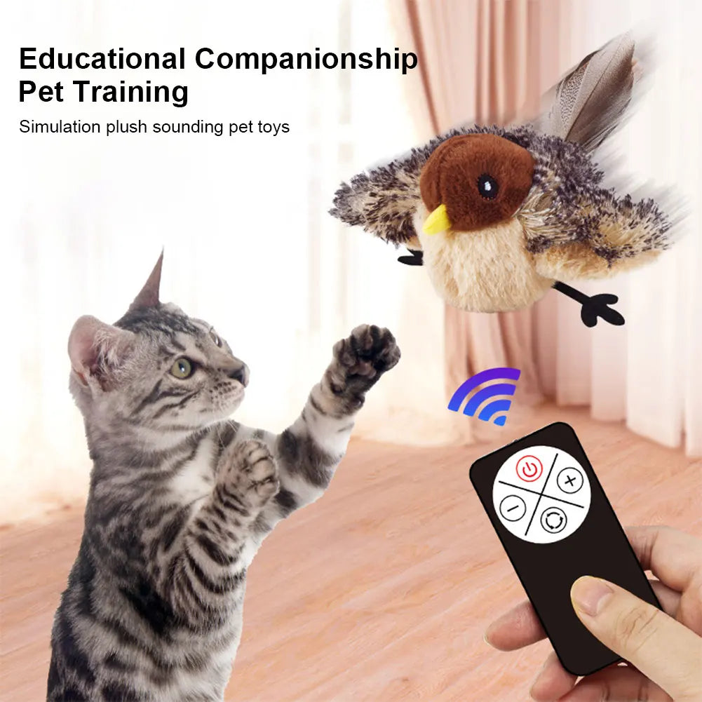 Interactive Chirping Bird Cat Toy Pet Simulation Bird Touch Voice Doll Interactive Cat Rechargeable Lifelike Bird Plush Toy