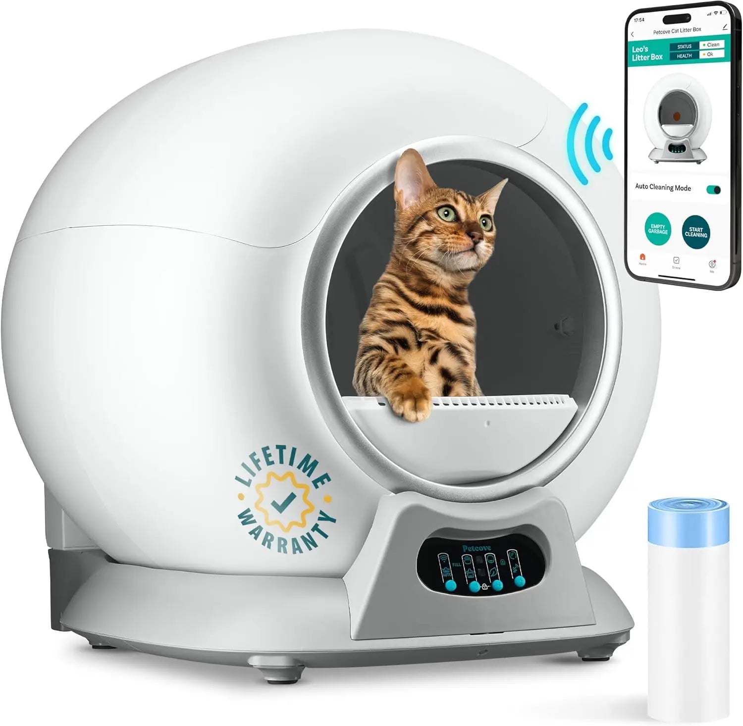 Self-Cleaning Automatic Cat Litter Box – Robot Design, Scoop-Free, Covered, Ideal for Multiple Cats