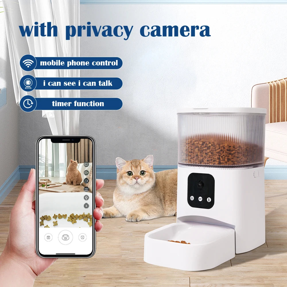 Smart Pet Feeder with Camera – 3L Automatic Cat & Dog Feeder, Voice & Video Support, WIFI Dog Food Feeding Bowl