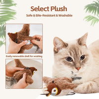 Interactive Chirping Bird Cat Toy Pet Simulation Bird Touch Voice Doll Interactive Cat Rechargeable Lifelike Bird Plush Toy