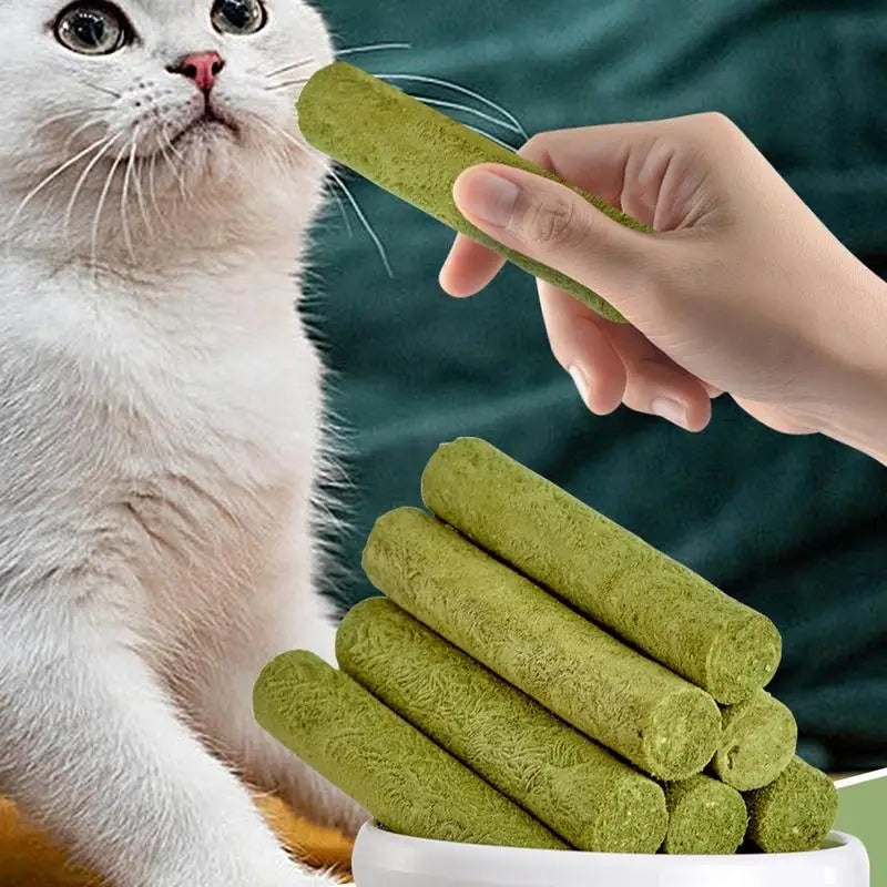 Cat Grass Sticks Grass Chewing Stick Freeze Dried Snacks Mouth Health Teething Digestive Aid Natural Teeth Cleaner Fattening Pet