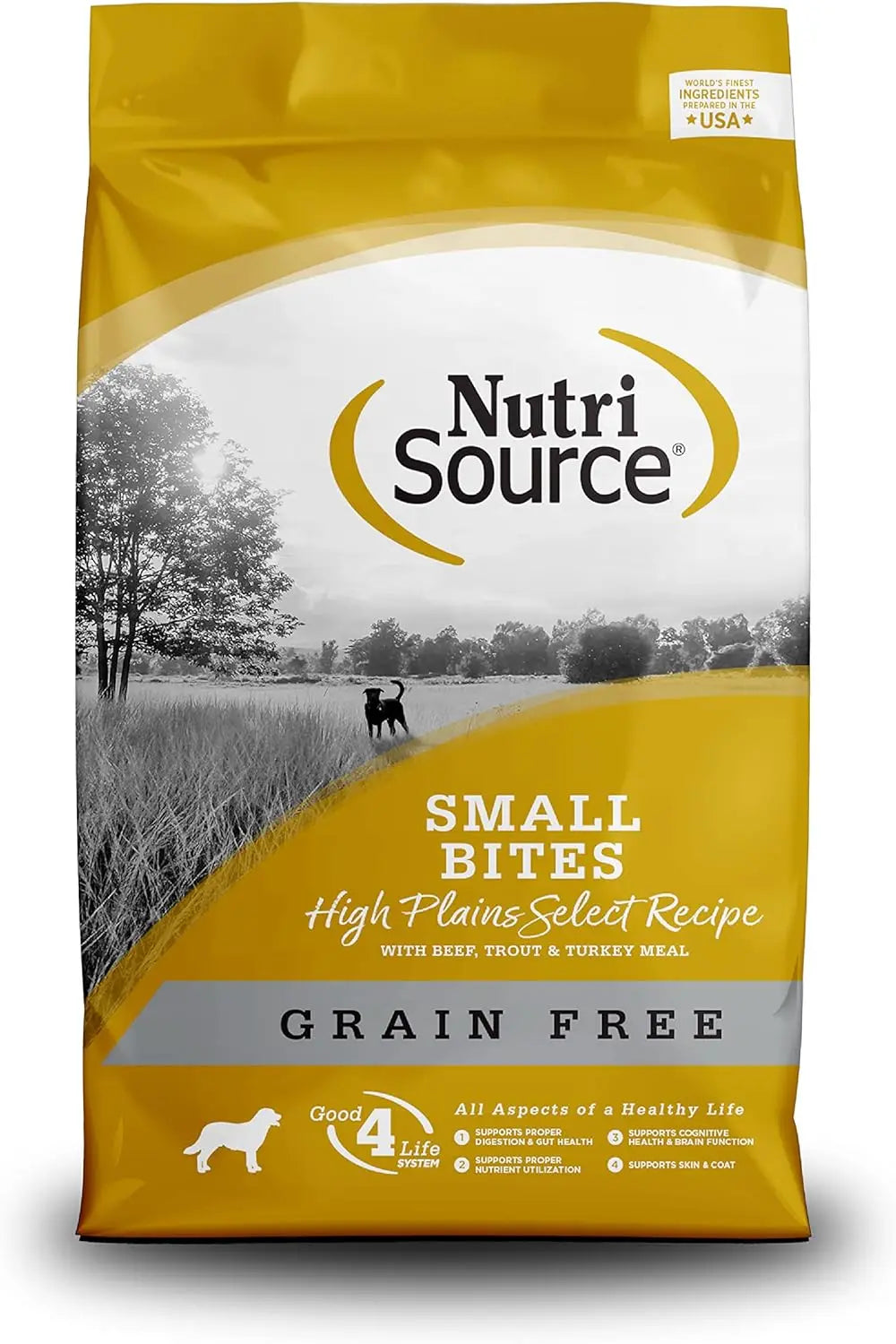 NutriSource High Plains Select Grain-Free Dog Food, Small Bites, Made with Beef, Trout and Turkey Meal, 15LB, Dry Dog Food