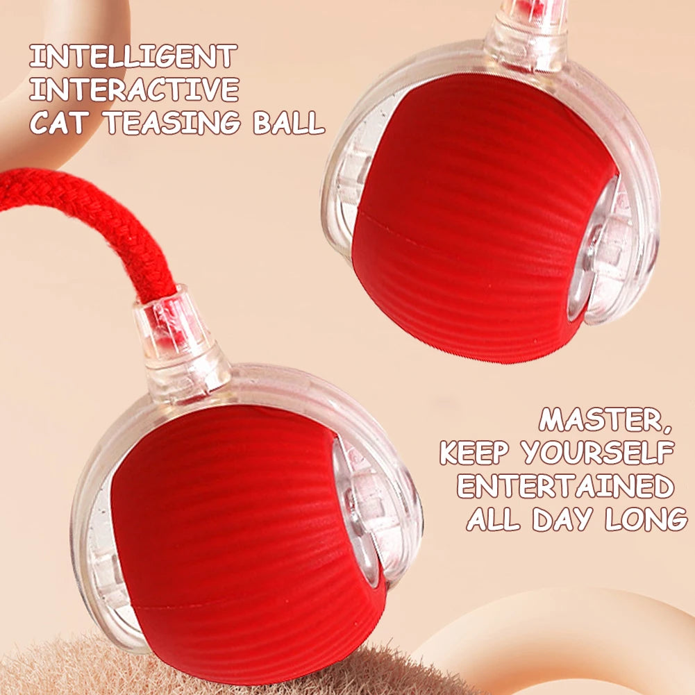 1/2PCS Cat Interactive Ball Toy Automatic Rolling Ball Faux Tail Rechargeable Smart Pet Electric Dog Cat Training Imitate Mouse