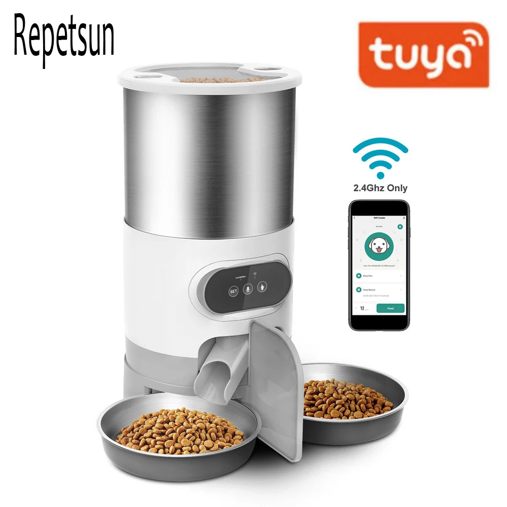 Tuya Smart APP Pet Feeder – Cat & Dog Food Dispenser for Small & Medium-Sized Pets, Mobile Phone Remote Feeding