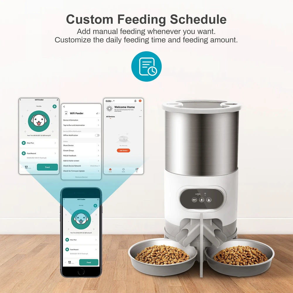 Tuya Smart APP Pet Feeder – Cat & Dog Food Dispenser for Small & Medium-Sized Pets, Mobile Phone Remote Feeding