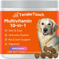 120 Chews - 1 Pack(1 x 180g/6.35oz) 180g/6.35oz - TenderTouch Multivitamin Dog Supplement, Digestive Enzymes, Grain Free Dog