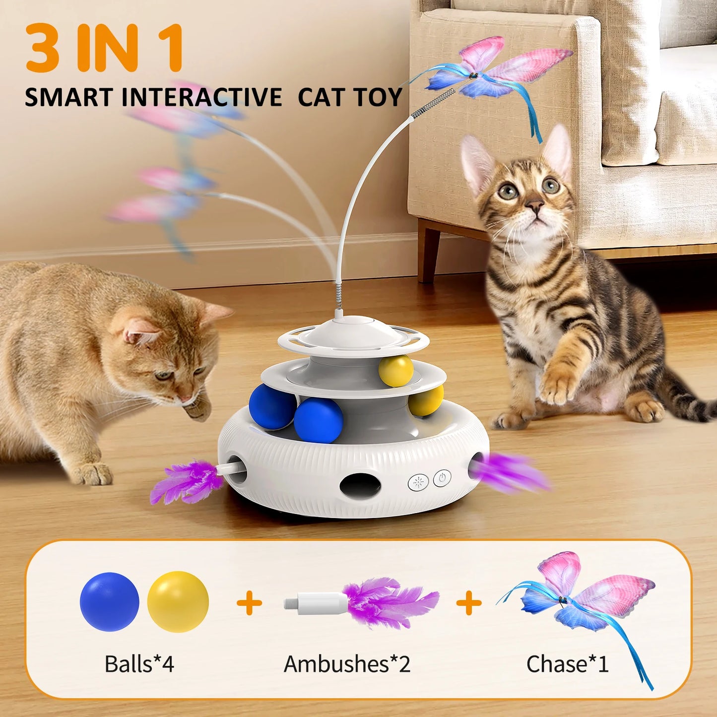 Chargeable Cat Laser Interactive Indoor Cat Puzzle Pet Toys Automatic USB Cat Teaser Pet Toys Smart Cat Feather