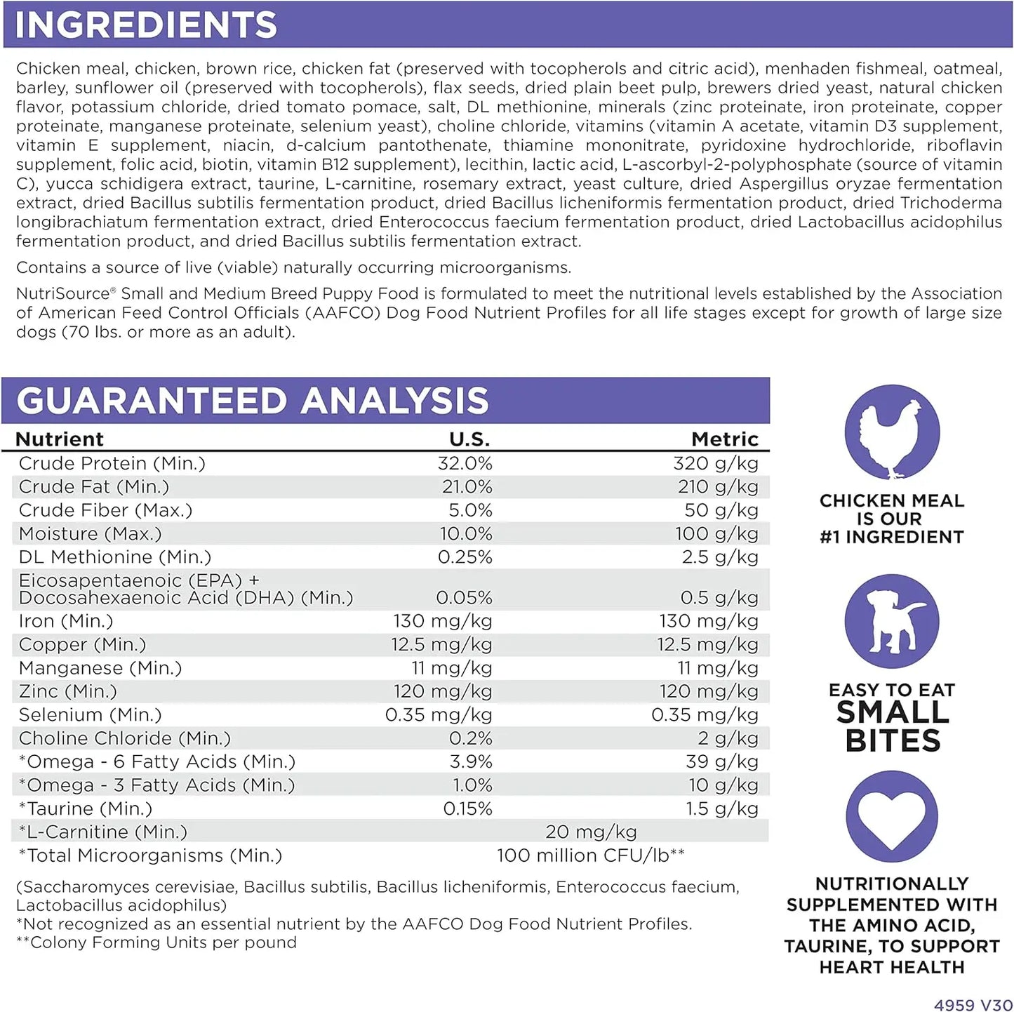 NutriSource Puppy Food for Small and Medium Breeds, Chicken Meal and Rice, 26LB