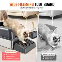 VEVOR XL Stainless Steel Cat Litter Box – Deep, High-Sided & Includes Scoop