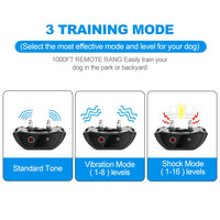 Electric Dog Training Collar Remote Control Shock Vibration Sound Anti-Bark Collar Waterproof Anti Barking Pet Dogs Supplies