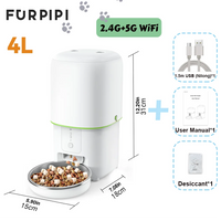 Automatic Cat Feeders – 5G WiFi 4L Smart Tuya APP Control Furpipi Pet Feeder for Remote Feeding, Automatic Cat & Dog Food Dispenser