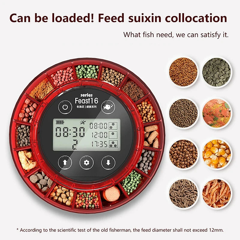 Automatic Aquarium Fish Feeder – Timer, Rechargeable, LCD Display