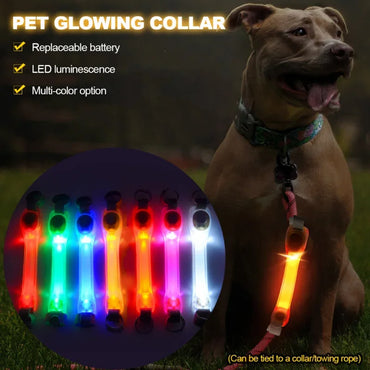 1pcs Dog Anti Lost Safety Glowing Collar Outdoor Waterproof Warning LED Flashing Light Strip  Pet Leash Harness Dog Accessories