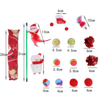 Christmas Socks Toy Set Interactive Funny Cat Ball Teaser Wand Stocking Toy Pendant Furry Suitable For Indoor Pet Accessory