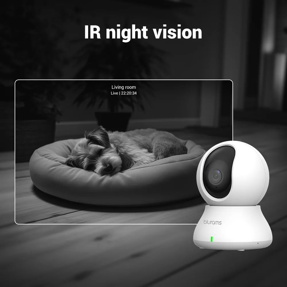 Blurams 2.4 & 5G WiFi Indoor Camera – 2K, 360° PTZ, Pet Dog IP CCTV Camera with Phone App, 2-Way Talk & Night Vision for Home Security