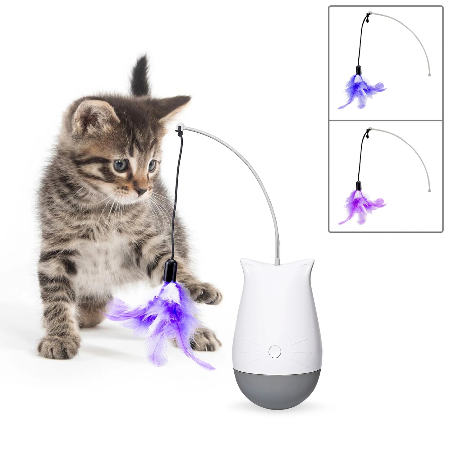 Cat Feather Toy Spinning Teaser Kitten Interactive Play Indoor Pet Toys USB Charging Gift