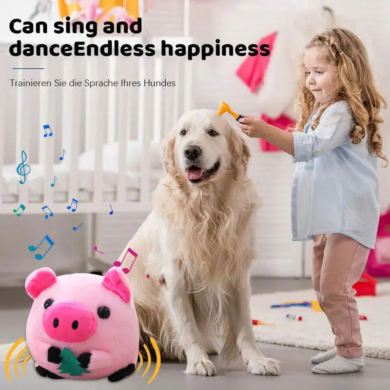 Puppy Ball Active Moving Pet Plush Toy Singing Dog Chewing Squeaker Fluffy Toy Interactive Dog Plush Doll Toys For Pets ﻿