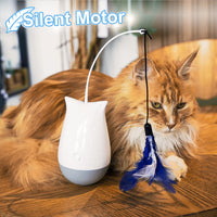 Cat Feather Toy Spinning Teaser Kitten Interactive Play Indoor Pet Toys USB Charging Gift